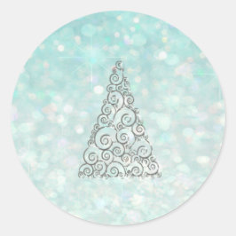 Weihnachtsbaum Romantischer Glitzer strahlend blas Runder Aufkleber