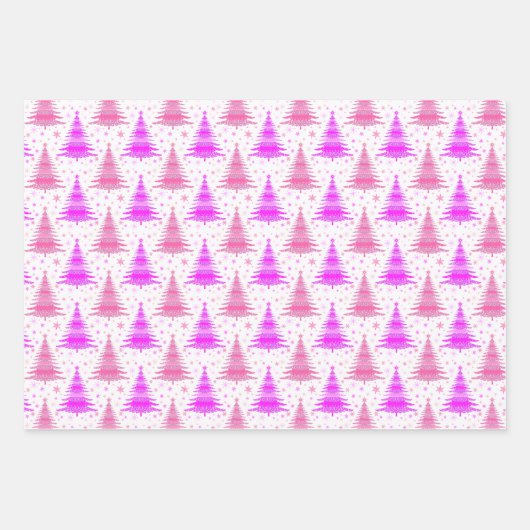 Weihnachtsbaum Rosa blaues Muster Design Geschenkpapier Set (Vorderseite 2)