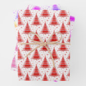 Weihnachtsbaum Rosa blaues Muster Design Geschenkpapier Set (Beispiel)