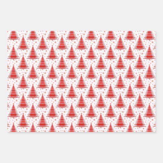 Weihnachtsbaum Rosa blaues Muster Design Geschenkpapier Set (Vorderseite)