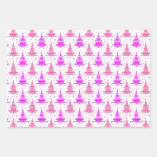 Weihnachtsbaum Rosa blaues Muster Design Geschenkpapier Set (Vorderseite 2)
