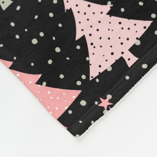 Weihnachtsbaum Rosa & Grün mit schwarzem Hintergru Fleecedecke (Ecke)