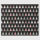 Weihnachtsbaum Rosa & Grün mit schwarzem Hintergru Geschenkpapier (Flach)