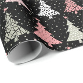 Weihnachtsbaum Rosa & Grün mit schwarzem Hintergru Geschenkpapier (Rolleneckpunkt)