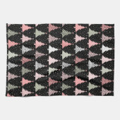 Weihnachtsbaum Rosa & Grün mit schwarzem Hintergru Geschirrtuch (Horizontal)