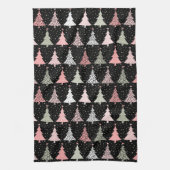 Weihnachtsbaum Rosa & Grün mit schwarzem Hintergru Geschirrtuch (Vertikal)