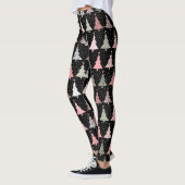 Weihnachtsbaum Rosa & Grün mit schwarzem Hintergru Leggings (Links)