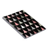 Weihnachtsbaum Rosa & Grün mit schwarzem Hintergru Notizblock (Rechte Seite)