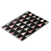 Weihnachtsbaum Rosa & Grün mit schwarzem Hintergru Notizblock (Linke Seite)