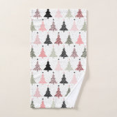 Weihnachtsbaum Rosa & Grün mit weißem Hintergrund Badhandtuch Set (Handtuch)