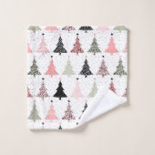 Weihnachtsbaum Rosa & Grün mit weißem Hintergrund Badhandtuch Set (Waschlappen)