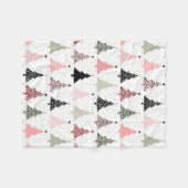 Weihnachtsbaum Rosa & Grün mit weißem Hintergrund Fleecedecke (Vorderseite (Horizontal))