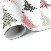 Weihnachtsbaum Rosa & Grün mit weißem Hintergrund Geschenkpapier (Rolleneckpunkt)