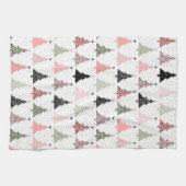 Weihnachtsbaum Rosa & Grün mit weißem Hintergrund Geschirrtuch (Horizontal)