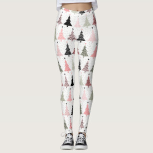 Weihnachtsbaum Rosa & Grün mit weißem Hintergrund Leggings