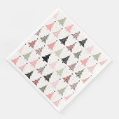 Weihnachtsbaum Rosa & Grün mit weißem Hintergrund Serviette (Ecke)