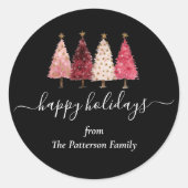 Weihnachtsbaum Rosa Grüne Angewohnheit Runder Aufkleber (Vorderseite)