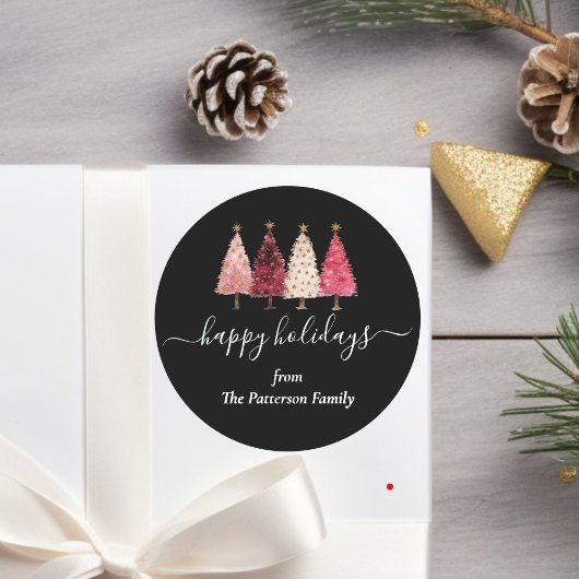 Weihnachtsbaum Rosa Grüne Angewohnheit Runder Aufkleber