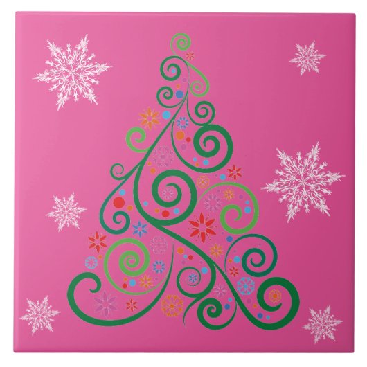 Weihnachtsbaum Rosa Keramik Tile Fliese (Vorderseite)
