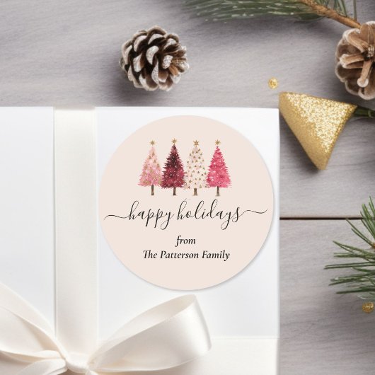 Weihnachtsbaum Rosa Rosa Blush Beige Custom Runder Aufkleber
