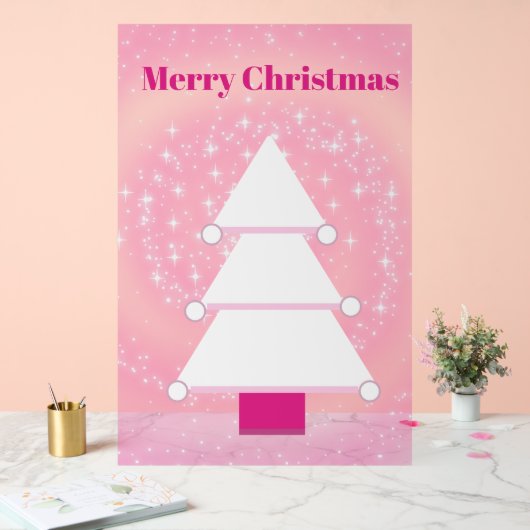 Weihnachtsbaum Rosa Schneeflocken Acrylschild (Hochzeit)