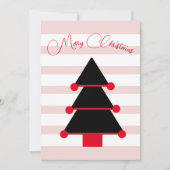 Weihnachtsbaum Rosa Streifen Schwarze Grußkarte Einladung (Vorderseite)