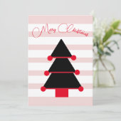 Weihnachtsbaum Rosa Streifen Schwarze Grußkarte Einladung (Stehend Vorderseite)