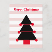 Weihnachtsbaum Rosa Streifen Schwarzer Gruß Postka Postkarte (Vorderseite)