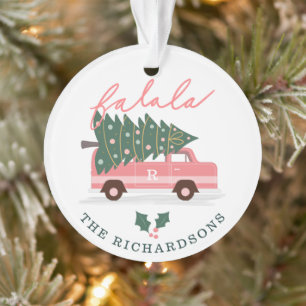 Weihnachtsbaum Rosa Vintage Retro Van Familienfoto Ornament