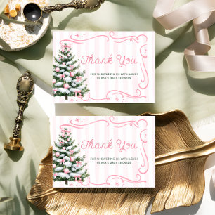 Weihnachtsbaum Rosa Winter Baby Shower Danke  Karte