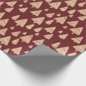 Weihnachtsbaum Rose Gold Glitzer Burgundy Maroon Geschenkpapier (Ecke)
