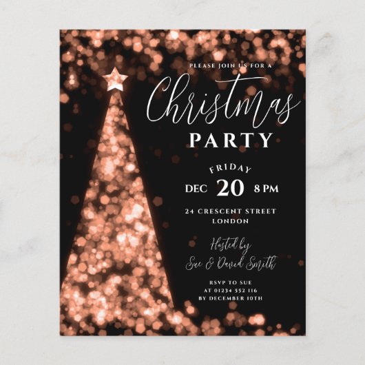 Weihnachtsbaum Rose Gold Moderne Einladung Flyer (Vorne)