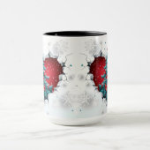 Weihnachtsbaum, rot/Aquamarin - Schwarzer Griff Tasse (Zentrum)