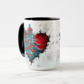 Weihnachtsbaum, rot/Aquamarin - Schwarzer Griff Tasse (Vorderseite Links)