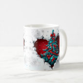 Weihnachtsbaum, rot/Aquamarin - weißer Griff Kaffeetasse (VorderseiteRechts)