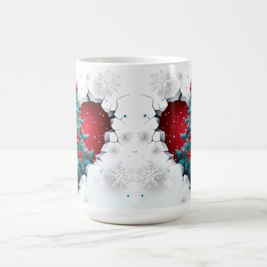 Weihnachtsbaum, rot/Aquamarin - weißer Griff Kaffeetasse (Mittel)