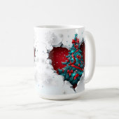Weihnachtsbaum, rot/Aquamarin - weißer Griff Kaffeetasse (VorderseiteRechts)