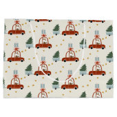Weihnachtsbaum-Rot-Auto-Illustration Geschenktasch Große Geschenktüte (Rückseite)