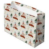 Weihnachtsbaum-Rot-Auto-Illustration Geschenktasch Große Geschenktüte (Rückseite Schrägansicht)