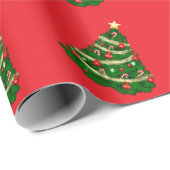 Weihnachtsbaum Rot Geschenkverpackungspapier Geschenkpapier (Rolleneckpunkt)