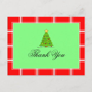 Weihnachtsbaum Rot & Grün Danke Postkarte