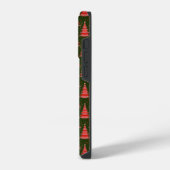 Weihnachtsbaum Rot Grüner Muster mit Monogramm iPhone Hülle (Linke Seite)