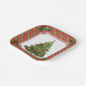 Weihnachtsbaum Rot Kariert mit Holly Pappteller (Gewinkelt)