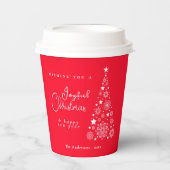 Weihnachtsbaum Rot Pappbecher (Vorderseite)