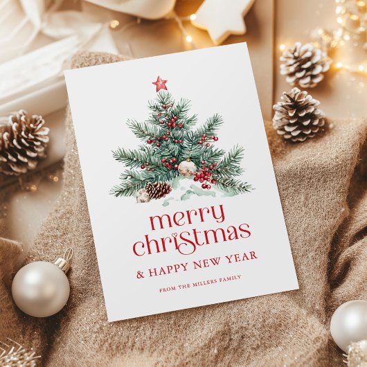 Weihnachtsbaum Rot Retro-Typografie Einladung