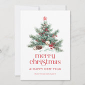 Weihnachtsbaum Rot Retro-Typografie Einladung (Vorderseite)