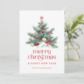 Weihnachtsbaum Rot Retro-Typografie Einladung (Stehend Vorderseite)