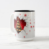 Weihnachtsbaum, Rot und Gold- Schwarzes Interieur Zweifarbige Tasse (Vorderseite Links)