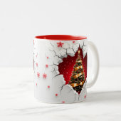 Weihnachtsbaum, Rot und Gold- Schwarzes Interieur Zweifarbige Tasse (VorderseiteRechts)
