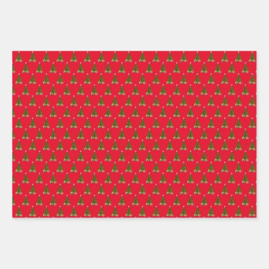 Weihnachtsbaum rot und grün geschenkpapier set (Vorderseite 2)